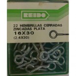 Kit 22 Hembrillas Cerradas Zincadas Plata  16x30